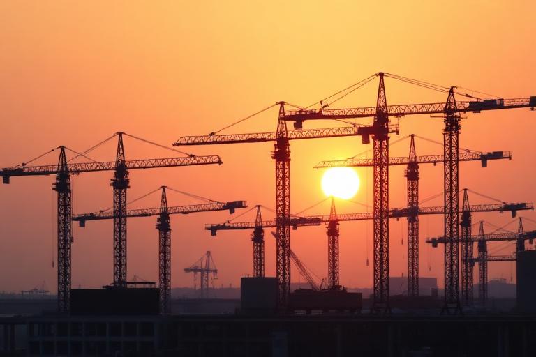 Construction cranes at a project site — project finance